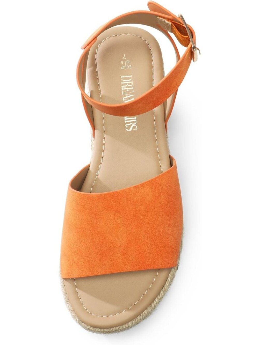 Women's Orange Comfortable Platform Espadrilles Ankle Strap Wedge Sandal Shoes - Picture 6 of 6